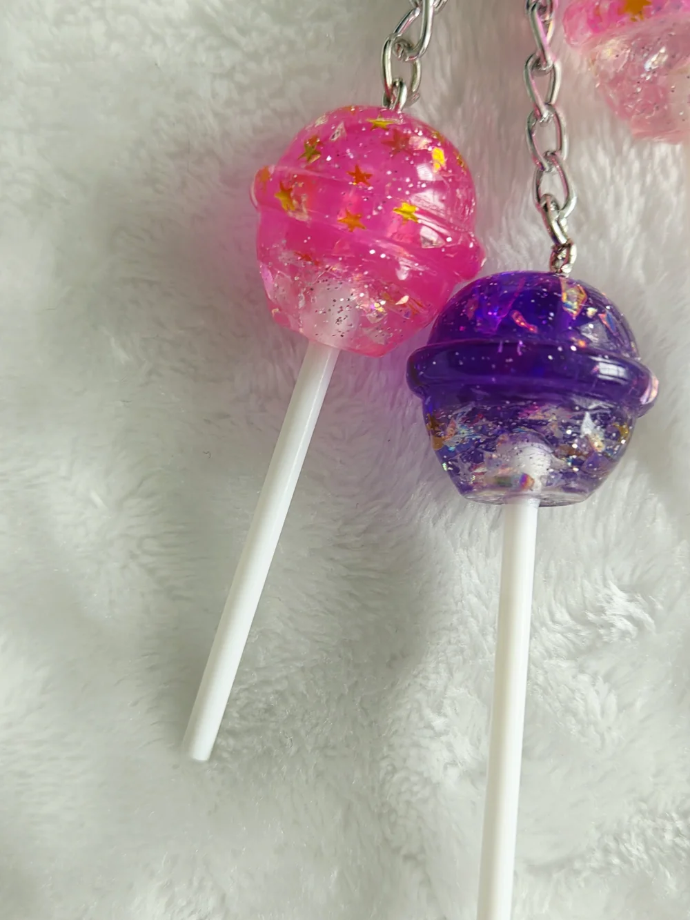Cute Pink & Purple Lollipop Keychain Fun Bag Charm